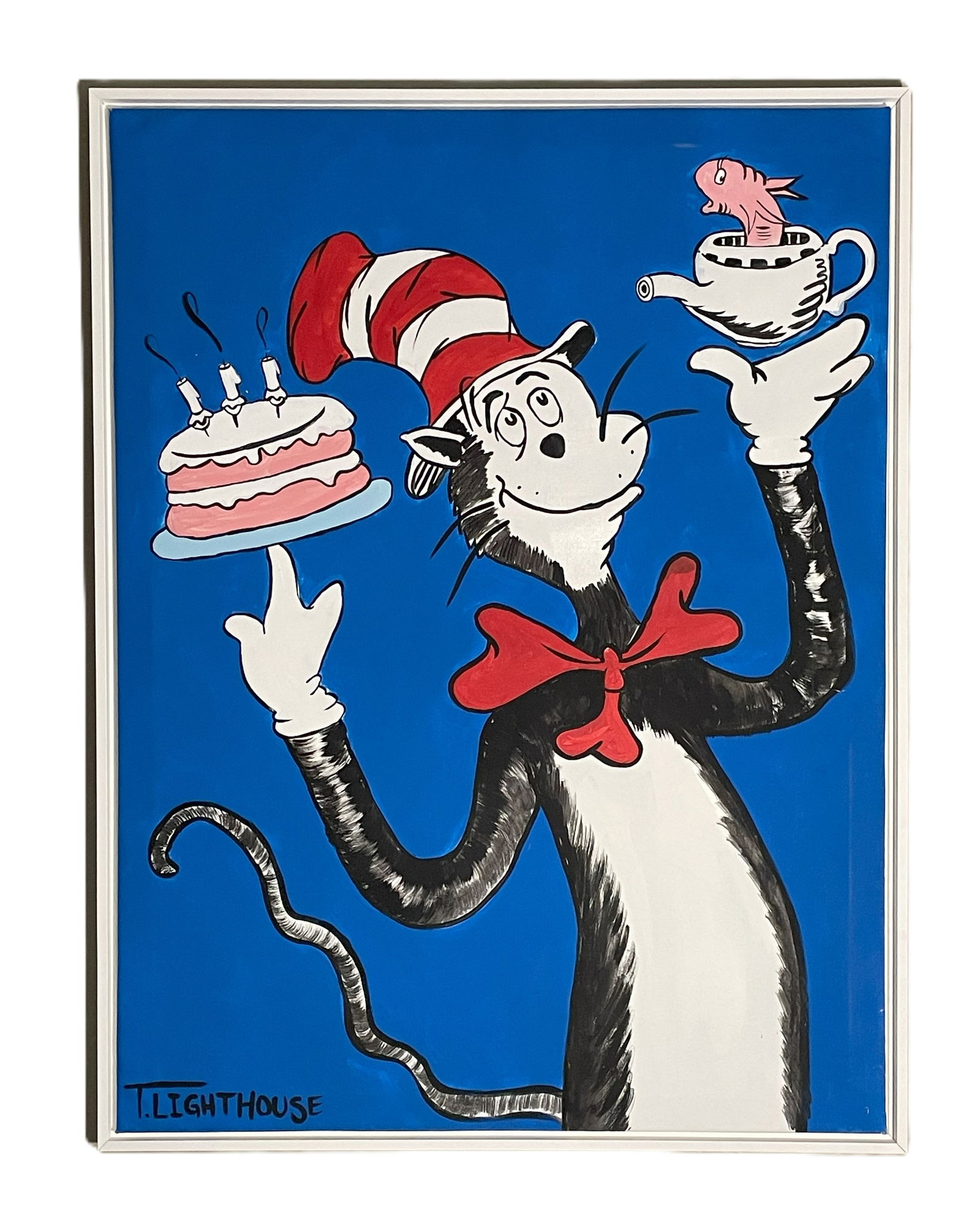 T. Lighthouse - Homage to Dr. Seuss - Cat in the Hat Painting: T. Lighthouse - Homage to Dr. Seuss - Cat in the Hat Painting Original Acrylic Painting Hand Signed, comes with Certificate of Authenticity (COA) Striking original acrylic painting by renowned artist
