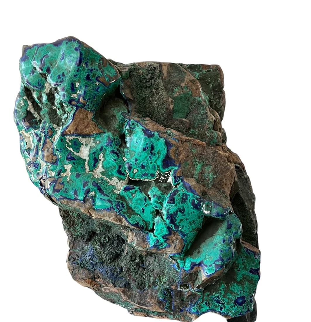 Raw Azurite and Malachite Specimen 150lb: Raw Azurite and Malachite Specimen A striking raw mineral specimen featuring vibrant blue azurite intertwined with lush green malachite formations. The natural patterns showcase a stunning fusion of t