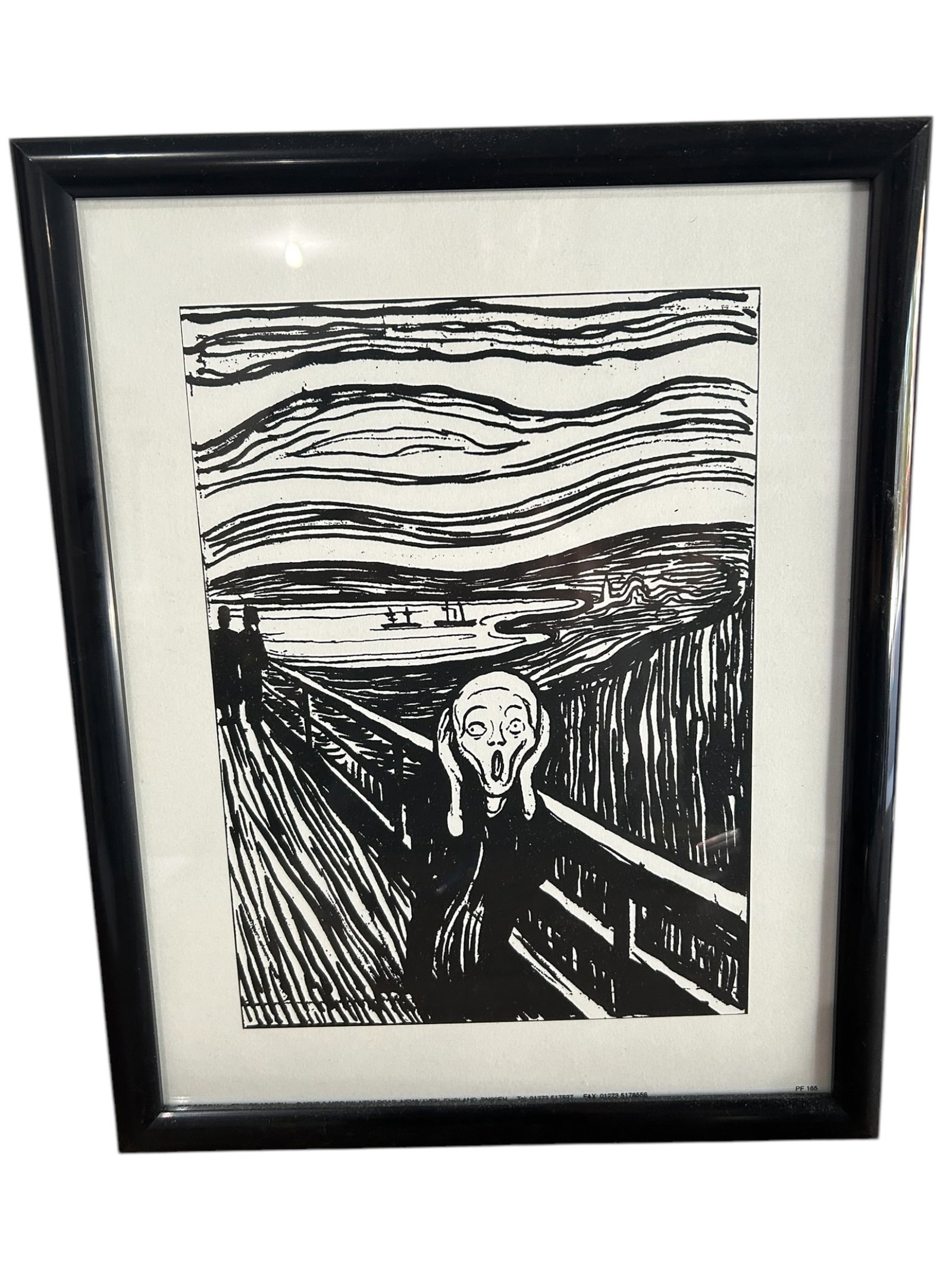 Edward Munch - The Scream, Newhaven England - Framed Print: Artist: Edward Munch Title: The Scream Medium: Framed Print Dimensions: 15.5inH x 12inW Description: Edvard Munch was a Norwegian painter. His 1893 work The Scream has become one of Western art's most