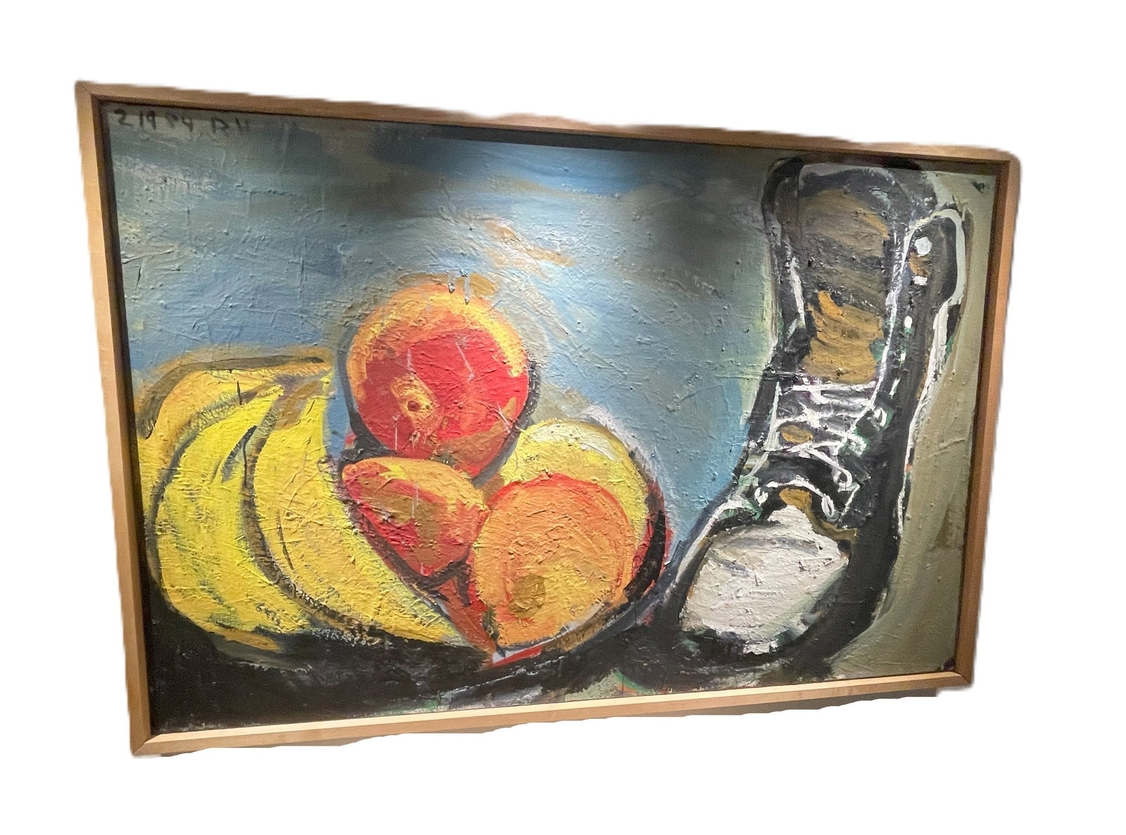 R. H - Fruit and Boots 1984 - Oil on Canvas by Robert Herman: R. H - Fruit and Boots 1984 - Oil on Canvas Dimensions: 50.5 x 70 in Ships from Rancho Mirage, CA.