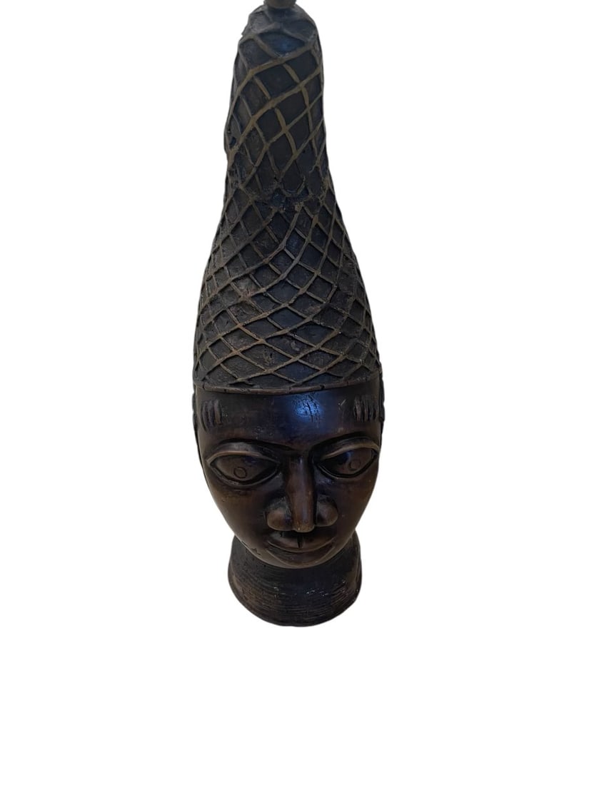 Benin Style African Bust - Metal/Bronze: Benin Style African Bust - Metal/Bronze Dimensions: 24 x 9 in Ships from Rancho Mirage, CA.