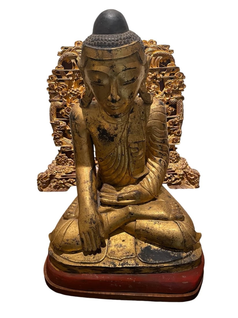Buddha Statue Altar Gilt Gold: Buddha Altar Gold Gilt Buddha Statue, Symbolizing peace and enlightenment, Thai Buddha statues embody meditation, focus, and inner tranquility. They serve as a reminder that true enlightenment arises 
