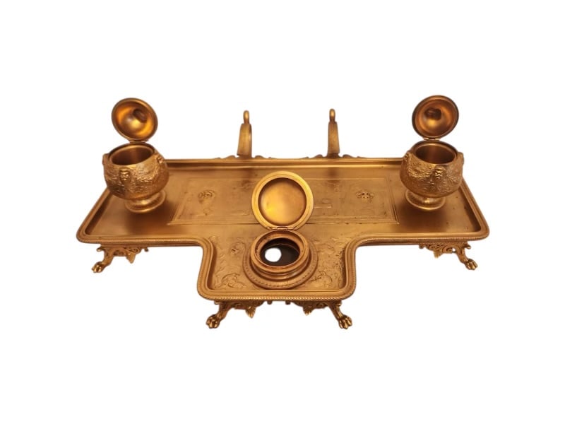 French Empire Gilt Bronze Inkwell 19th Century (1 of 3)