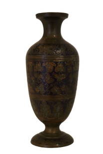 Brass Vase with Ornate Design: Brass Vase with Ornate Design This brass vase features a timeless and elegant design, crafted with intricate detailing and a warm, rich patina that highlights its age and character. The brass
