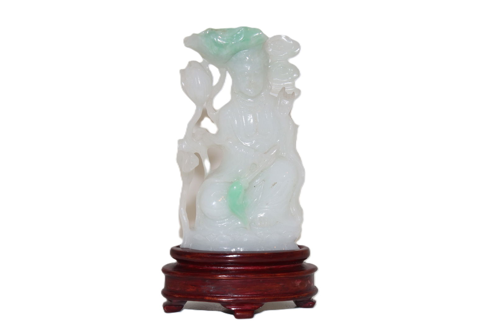 Elegant Jadeite Figurine on Wooden Stand (1 of 2)