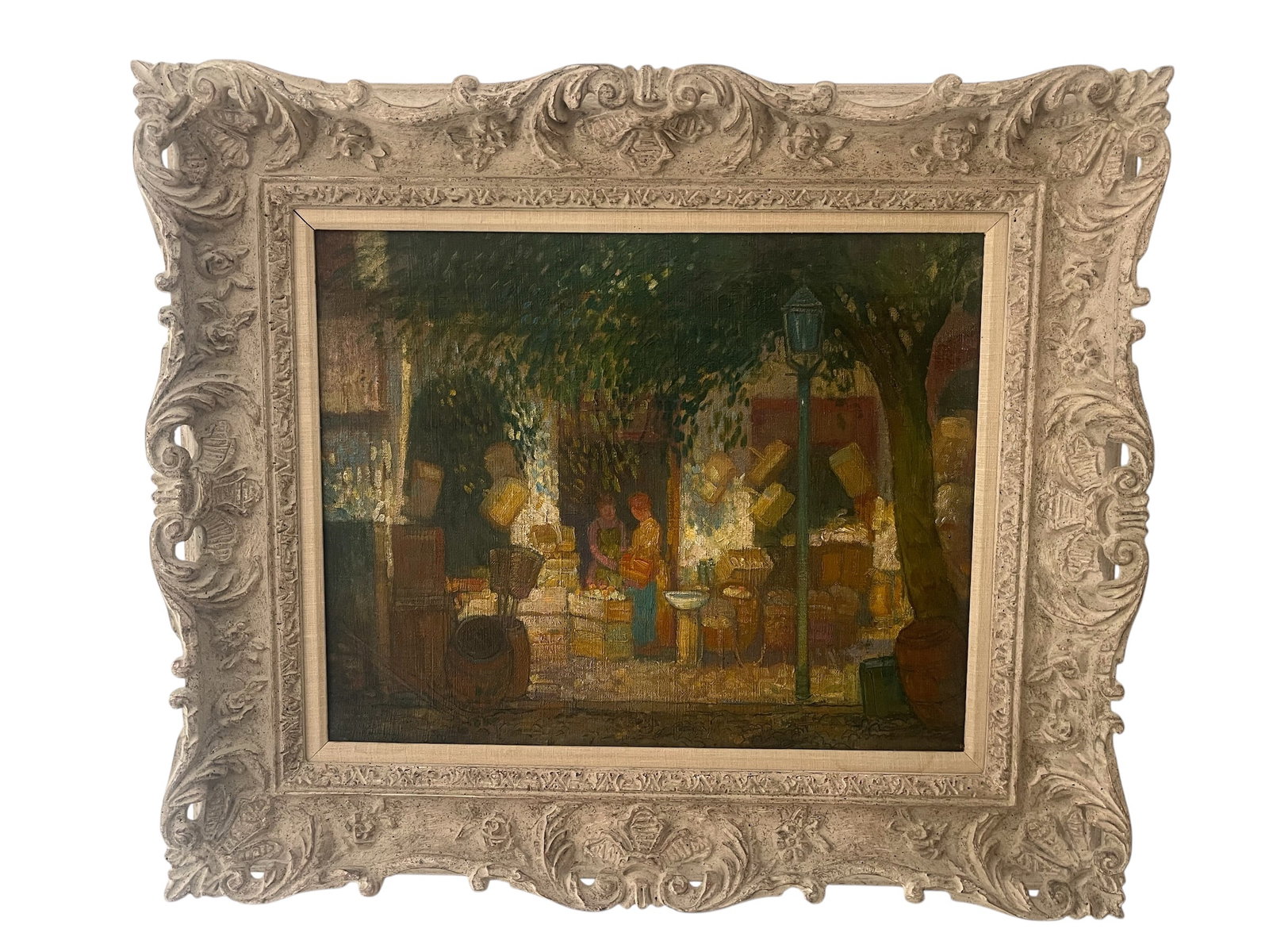 Oil On Canvas Circa 1916 - Hand Carved Frame: Oil On Canvas Circa 1916 - Hand Carved Frame Title: 1916 Oil on Canvas Painting - Year: 1916 Medium: Oil on Canvas Edition: Original Dimensions: 15 x 19 in (Art), Description: A circa 1916 oil-on-canv