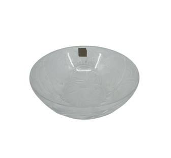 Lalique Pinsons Pattern Bowl: Lalique Pinsons Pattern Bowl Artist: Lalique Medium: Crystal Dimensions: 4 x 9 in Description: This elegant crystal bowl by Lalique features the "Pinsons" pattern, showcasing intricately designed