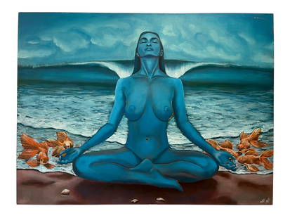 Olga Krolevich Shanti Original Oil Painting on Canvas Signed: Olga Krolevich Shanti Original Oil Painting on Canvas Signed Artist: Olga Krolevich Signatures: Signed "O.K." at the lower right corner Title: Shanti Medium: Oil on canvas Description:An