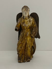 Wooden Angel with Metal Wings - Gold