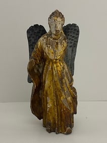 Wooden Angel with Metal Wings - Gold - Missing Arm