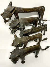 Bronze (4) Lion Cows & (1) Buffalo - Aboriginal Indigenous Art