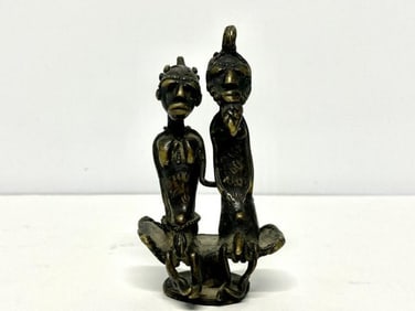 Yoruba (Male/Female) Seated Bronze Figures