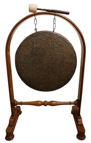 Bronze Gong with Wooden Stand and Mallet