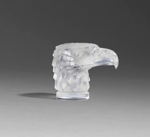 Lalique Glass Eagle Head Paperweight Signed