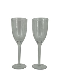 Lalique Crystal Champagne Flute Signed Pair