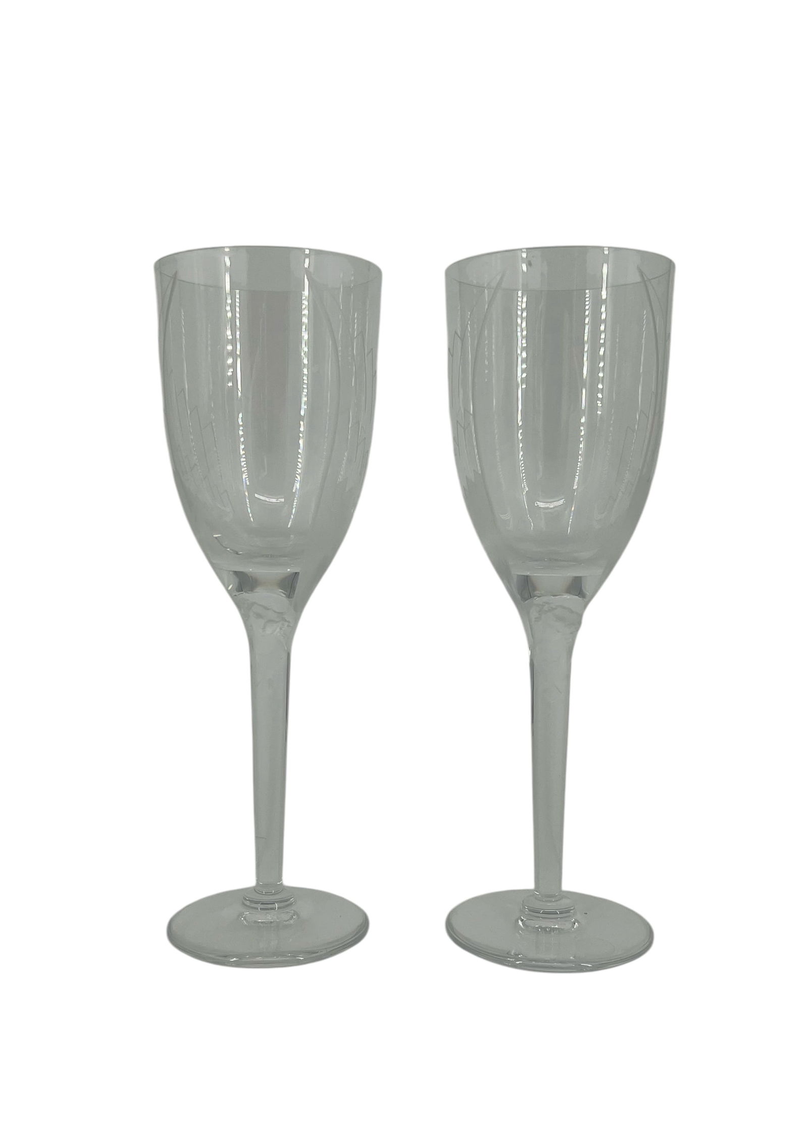 Lalique Crystal Champagne Flute Signed Pair (1 of 4)