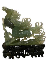 Jade Carving of Two Galloping Horses