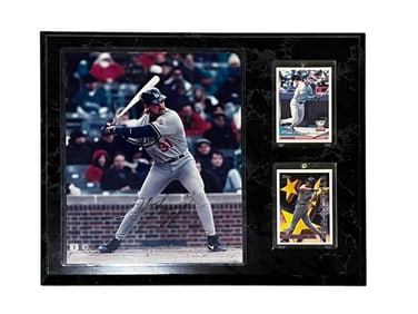 Mike Piazza Signed Photograph with Two Baseball Cards