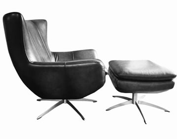 Pottery Barn Swivel Chair with Ottoman, Esspresso