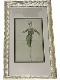 Original Painting, Woman in Green Dress, Signed