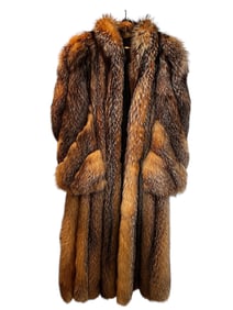 Large Fox Fur Coat Women's Size 10-12