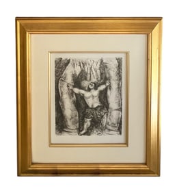 Marc Chagall, Samson Overturns the Columns, Etching, COA Not Included