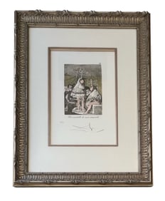 Salvador Dalí, La Carpentier de Crane Saignante, Etching, Signed, COA Included