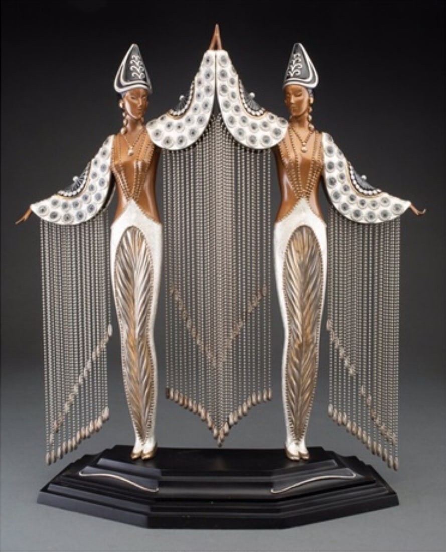 Erte (Romain de Tirtoff), Les Bijoux de Perles, Bronze Sculpture, Signed & Numbered, COA Included (1 of 4)