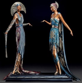 Erté (Romain de Tirtoff), Two Vamps, Bronze Sculpture, Signed & Numbered, COA Included