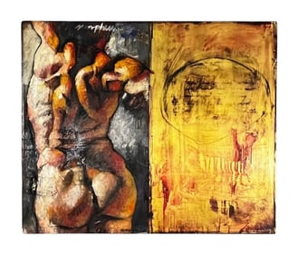 Jim Morphesis - Morpheus Altarpiece - Oil / Charcoal / Collage & Gold Leaf on Wood Panel