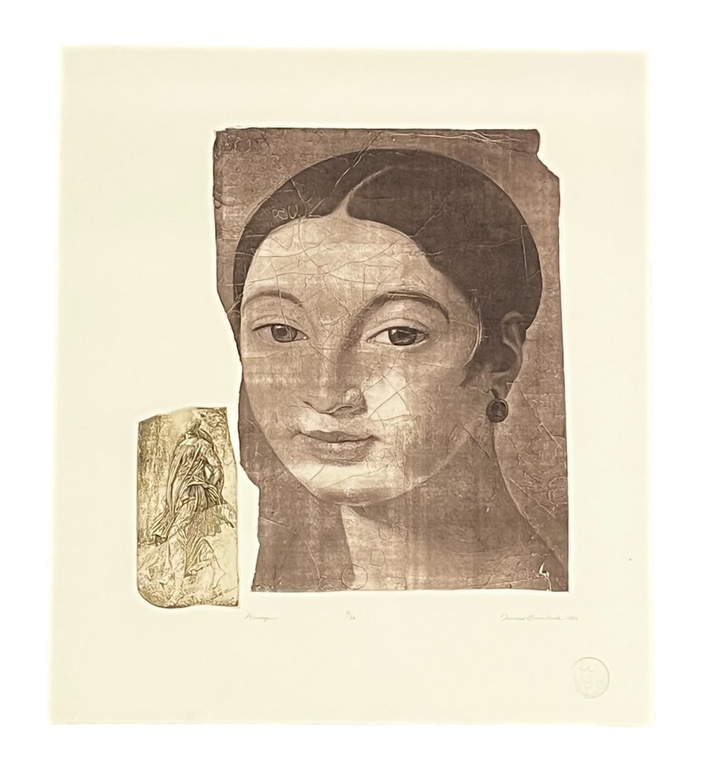 David Bumbeck - Homage - Etching - 1990: Etching by David Bumbeck, 1990, edition 18/80. Artwork 14 x 13 inches, overall 21 x 18 inches. Ships from Rancho Mirage, CA.