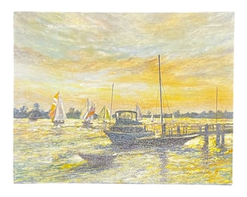Frank Caldwell, Balboa Isle, Oil on Canvas, Signed