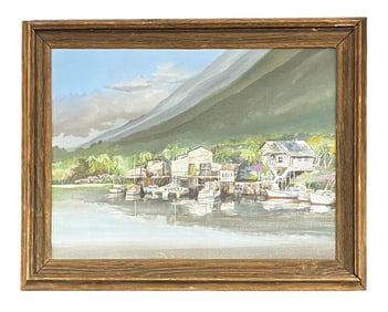 Patricia Sedlak, H-208 Hawaiian Labor Scene, Acrylic on Canvas, Signed and Dated 1976
