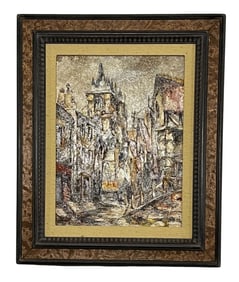 Andre Raymond Besse, Village, Oil on Canvas, Signed and Dated '73 on Verso