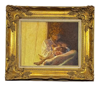 Mother Nursing Child, Oil on Linen, Signed and Dated '81
