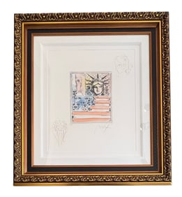 Peter Max - God Bless America IV - Signed Etching on Paper, COA Included