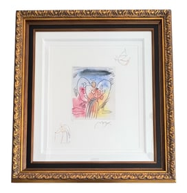 Peter Max "Angel with Heart" 2015 Signed Colored Etching, COA Included