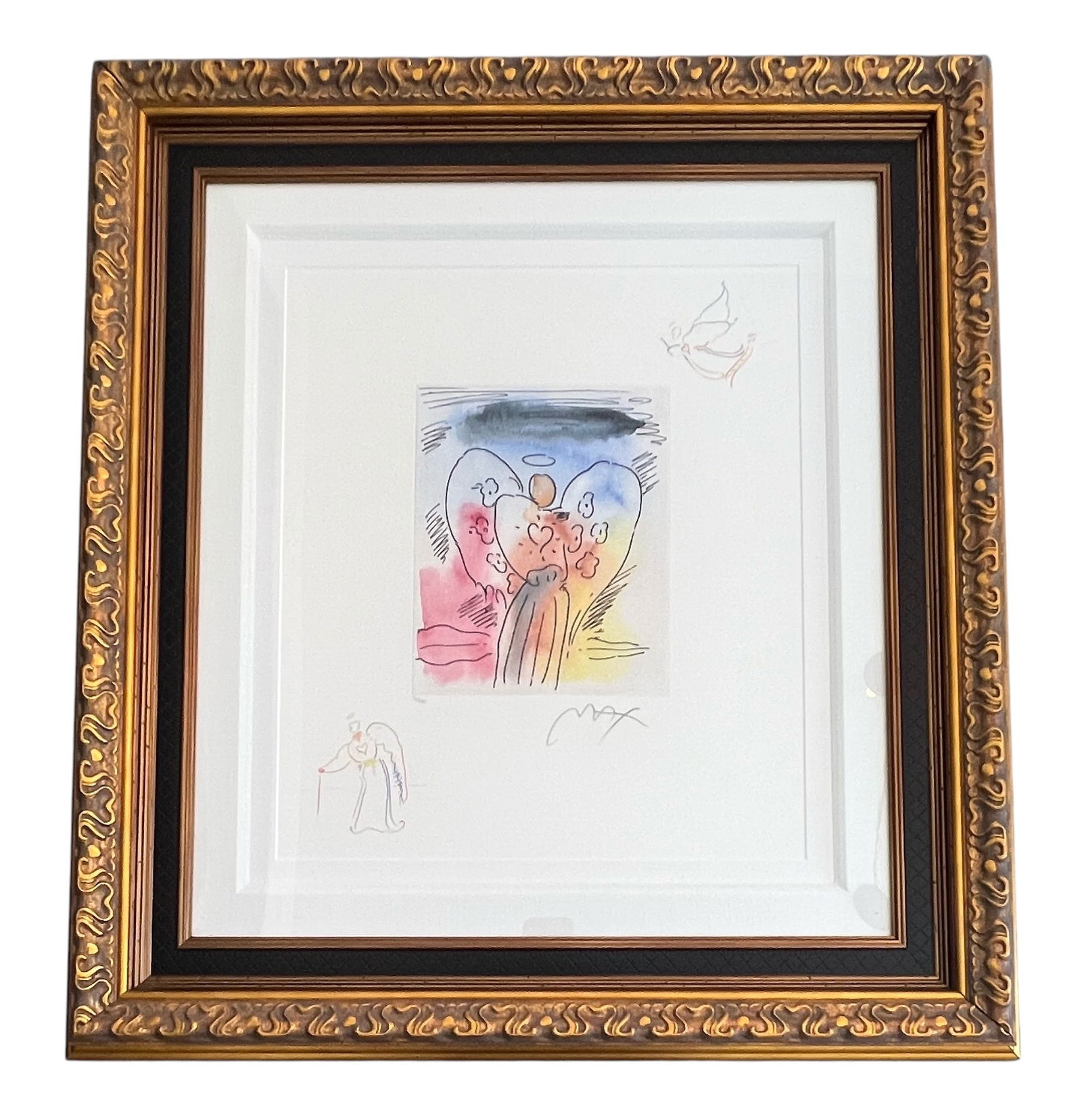 Peter Max "Angel with Heart" 2015 Signed Colored Etching, COA Included (1 of 6)
