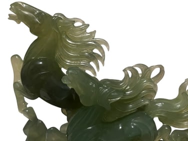 Jade Carving of Two Galloping Horses