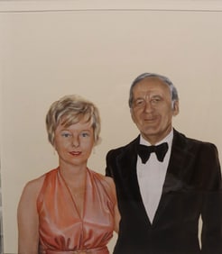 Sylvia Shap, A Doctor and His Wife, Acrylic on Board, Signed and Dated 1979 (Verso)
