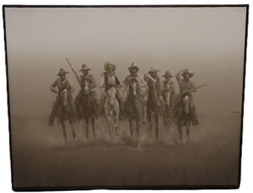 John Pace - Seven Cowboys on Horseback - Acrylic on Canvas