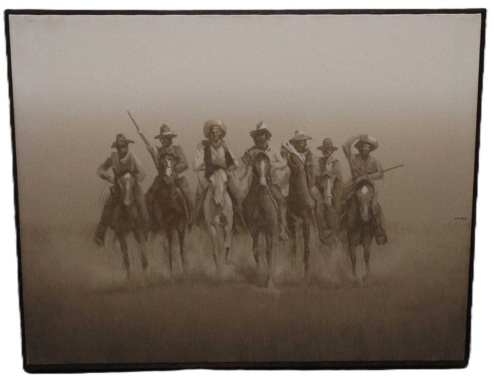 John Pace - Seven Cowboys on Horseback - Acrylic on Canvas (1 of 3)