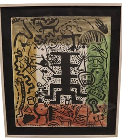 Jaune Quick-To-See Smith, Salish Dancers, Lithograph, Signed and Numbered 3/5
