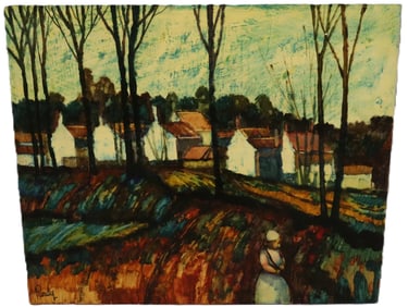 Donald Roy Purdy, River Walk, Oil on Board, Signed