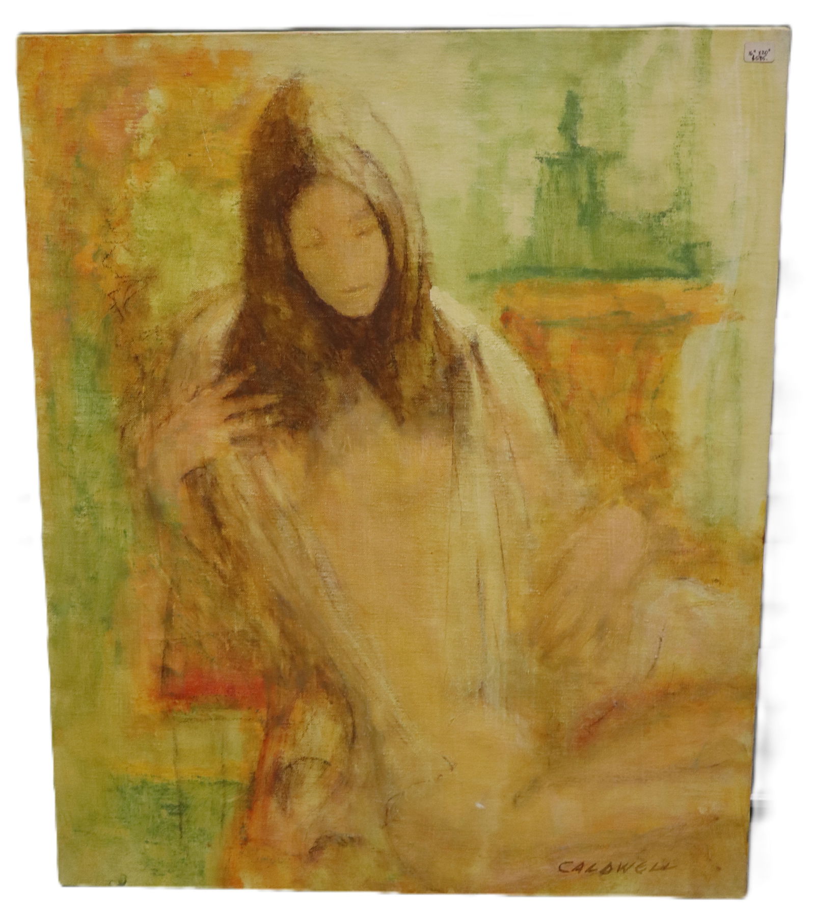 Frank Caldwell, Oil & Pastel on Board, Signed: Frank Caldwell, Oil & Pastel on Board, Signed Artist: Frank Caldwell (American, 1912–2002) Medium: Oil and pastel on board Description: A serene and intimate composition by Frank Caldwell, rendered