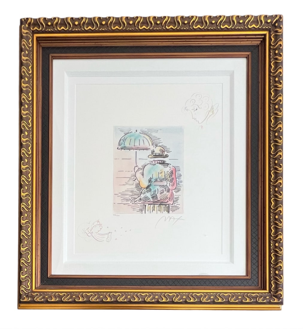 Peter Max "Umbrella Man II (Flying Angel/Profile)" 2017 Signed Etching with Hand-Coloring w/COA (1 of 6)