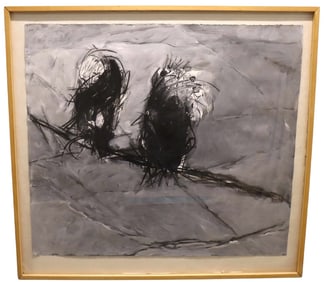 Kimble Bromley, Bom Birds on Broadway, Gesso, Ink & Charcoal on Paper, Signed & Dated '87