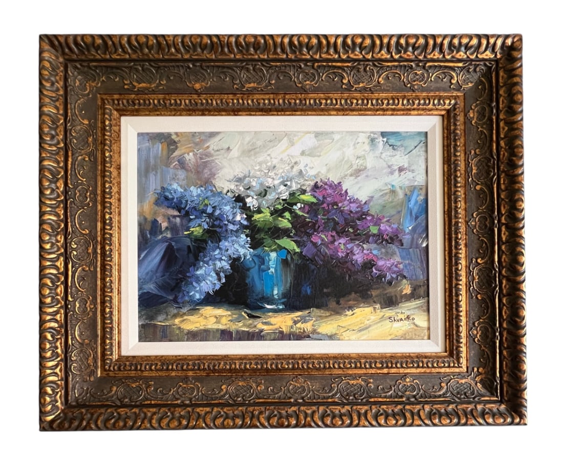 Viktor Shvaiko "Springs Lilacs Bloom" 2021 Signed Giclee Hand-Embellishment, COA (1 of 5)