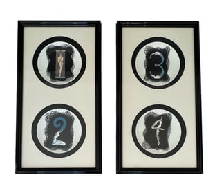 Erté, Numerals Porcelin Plates, Set of 4