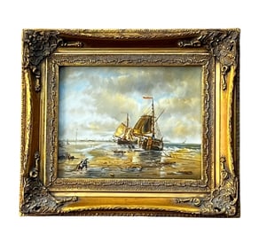 Ornately Framed Nautical Scene
